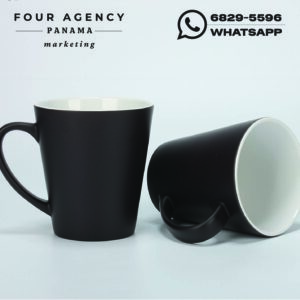 Taza Cónica Negra de 12 oz para Sublimar